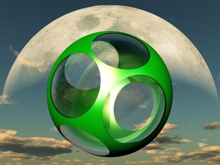 bubble of glass and green metalの写真素材