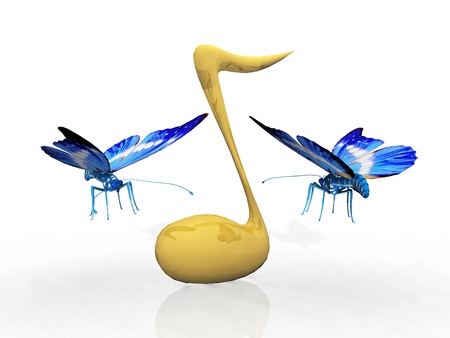 the beautiful butterfly and the noteの写真素材