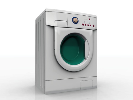 the washing machine on a white backgroundの写真素材