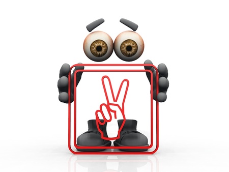 victory symbol on a white background 
の写真素材