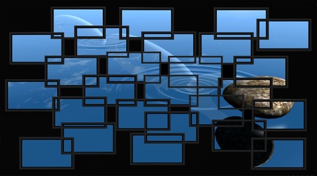 assembled  of screens of a pictureの写真素材