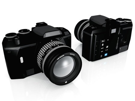reflex camera on a white backgroundの写真素材