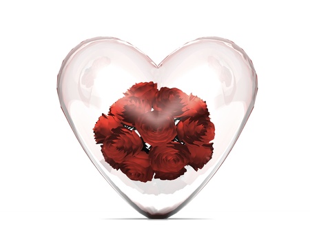 bouquet of roses in a heartの写真素材