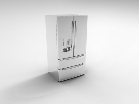the  American fridge on a gray backgroundの写真素材