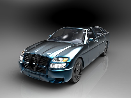 family car on a gray backgroundの写真素材