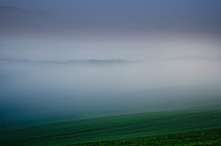 the hills in the fogの写真素材