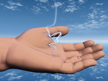 light in the handの写真素材