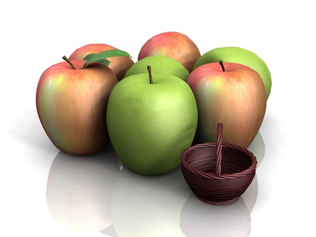 apples and the basketの写真素材