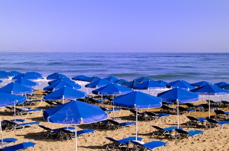 parasols on a sea beachの写真素材