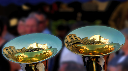 tuba music and reflectionの写真素材