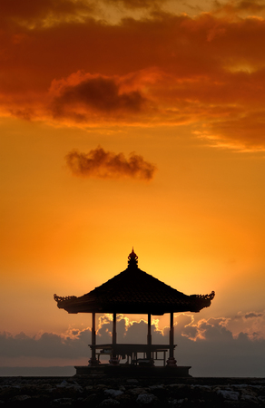 sunset in bali beachの写真素材