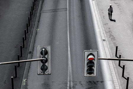 road and traffic lights and pedestrianの写真素材