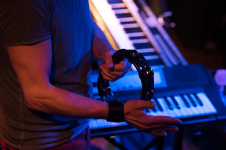 tambourine in concertの写真素材