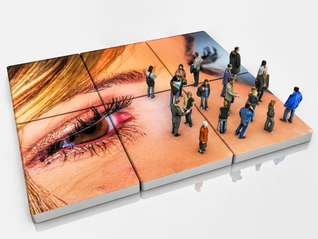 alone in the crowdの写真素材