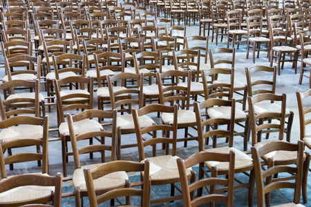 Chairs in a churchの写真素材