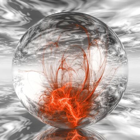 a  transparent ball containing shapesの写真素材