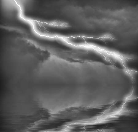 storm clouds and lightningの写真素材
