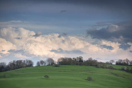 green hill and cloudsの写真素材