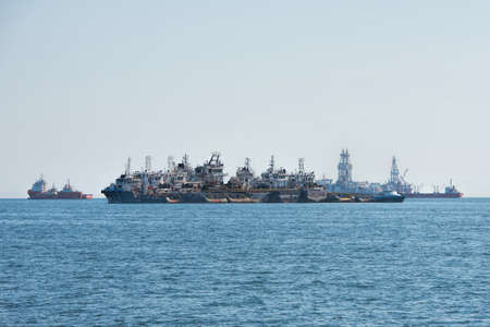 fishing boats in Namibiaの写真素材