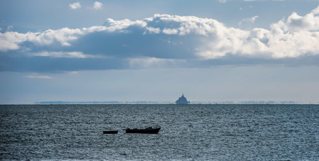 Mont st Michel seen from Cancaleの写真素材