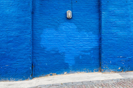 the blue wallの写真素材