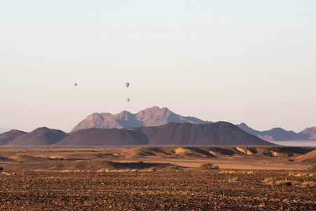 hot air balloon in Namibiaの写真素材