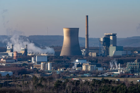 industry and cooling towersの写真素材