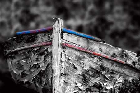 old boat falling apartの写真素材