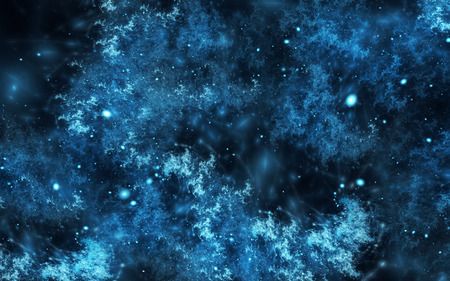 Abstract fractal, blue cosmic nebula, dark backgroundの写真素材