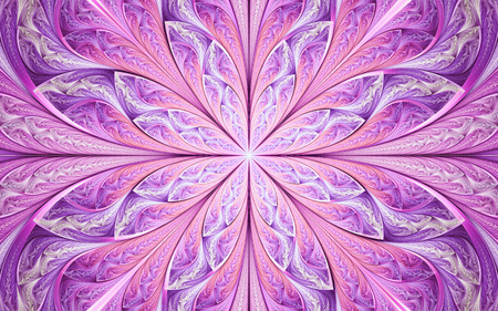 Abstract fractal background, purple-white mosaic pattern, center-symmetricの写真素材
