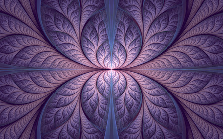 Abstract fractal background, violet-pink mosaic ornamental pattern with curved stripesの写真素材