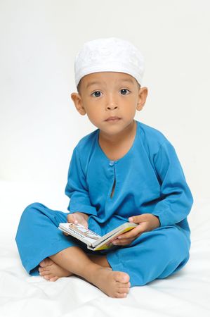 Islamic children  were learning with colorful bookの写真素材