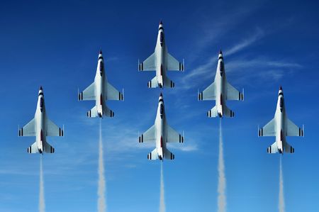 Military fighter jet during demonstrationの写真素材