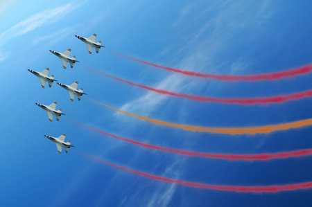 Military fighter jet during demonstration