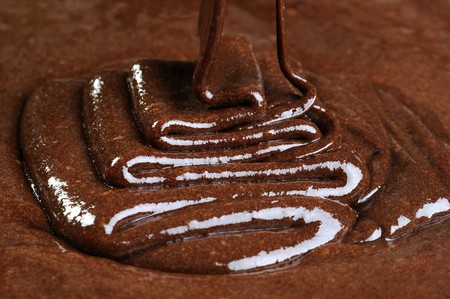 chocolate mixture to making cakeの写真素材