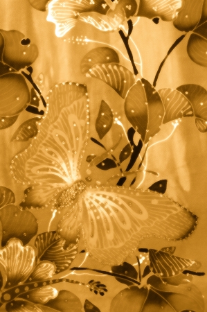 Flower Batik Background with fabric textureの写真素材