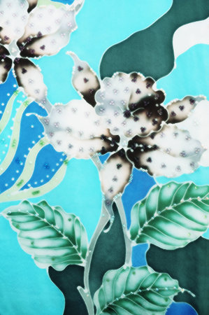 Flower Batik Background with fabric texture