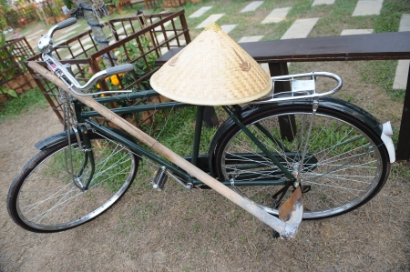 vintage bicycle used by farmersの写真素材