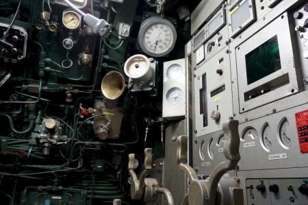 MELAKA, MALAYSIA -DEC 27, 2013: Inside submarine SMD Ouessant Agusta 70 converted into submarine museum display to public in Klebang, Melaka. The Agusta 70 was built in 1978 in France.                            のeditorial素材