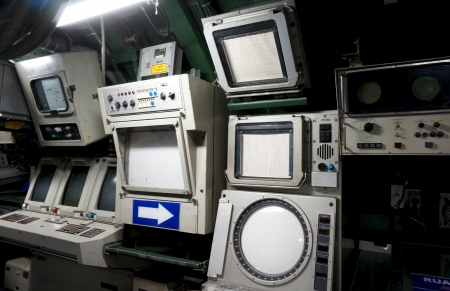 MELAKA, MALAYSIA -DEC 27, 2013: Inside submarine SMD Ouessant Agusta 70 converted into submarine museum display to public in Klebang, Melaka. The Agusta 70 was built in 1978 in France.                            のeditorial素材