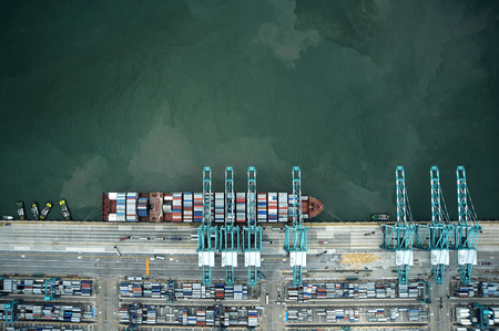 container ship loading in the portの写真素材