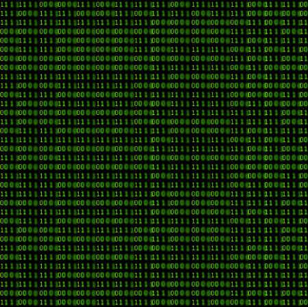 Green binary code on a black background.の写真素材