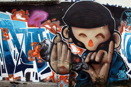 Vandalism street mural wallのeditorial素材