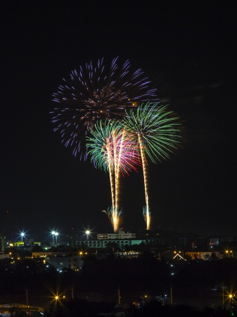 Fireworks in Prachuap Khiri Khan ,Thailand  On 21 December 2013 の写真素材