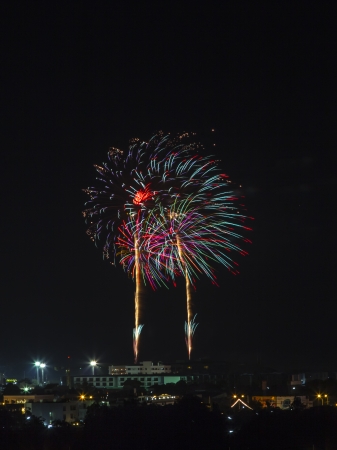 Fireworks in Prachuap Khiri Khan ,Thailand  On 21 December 2013 の写真素材