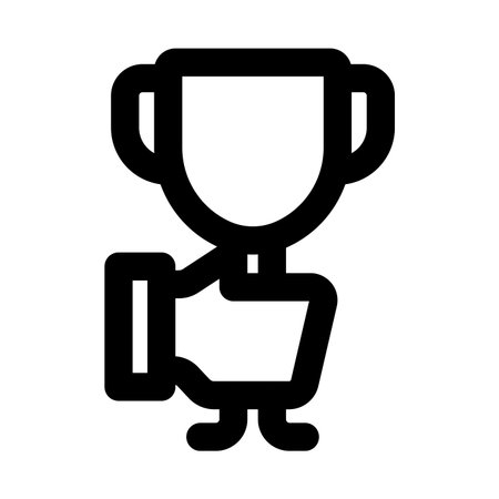 Trophy on Hand illustration celebrating victory, achievement, and success in a modern creative style
のイラスト素材