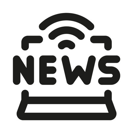 Online News Icon. Modern professional minimal line graphic illustrating digital journalism, real-time updates, media reporting and news coverage
のイラスト素材