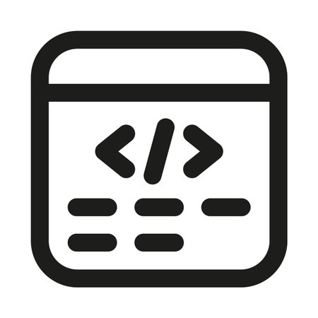 Web Programming Icon. Modern professional minimal line graphic illustrating coding, software...