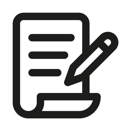 Document Write Icon. Modern professional minimal line graphic illustrating writing, editing, note taking, document creation and content management
のイラスト素材