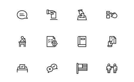Political Activism icon set. Political Activism Modern Line Icon Collection provides professional minimal vector illustrations for social justice and activism.のイラスト素材